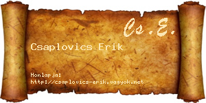 Csaplovics Erik névjegykártya